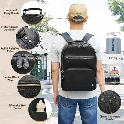 Camera Backpack Classic PU Leather for DSLR, Professional Camera Bag for Photographers with 15 Inch Laptop Compartment Large 20L