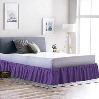 Bed Skirt - Ruffled Bed Skirt (Twin XL, Purple) 12 Inch Drop Dust Ruffle with Platform, 100% Cotton 800 Thread Count Fabric - Dust Ruffle Bedskirt for Easy Fitting and Easy Care