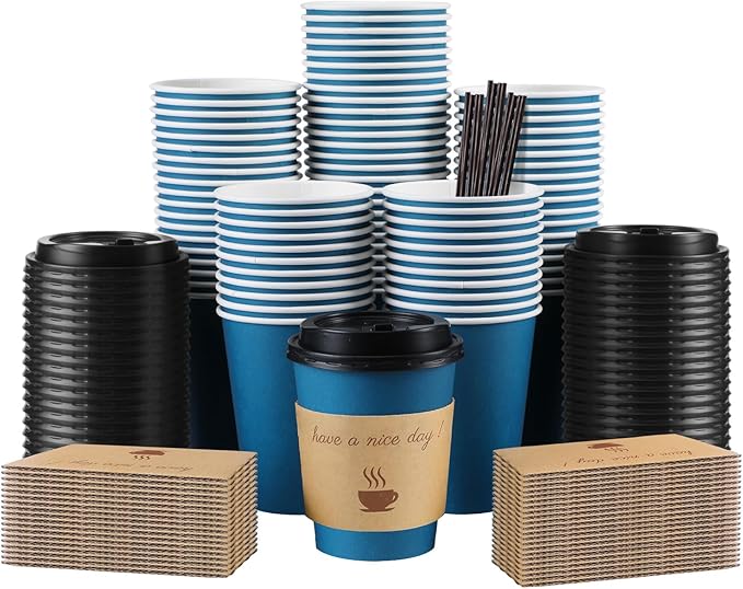 Clawsoff 100 Pack 10 oz Disposable Paper Coffee Cups