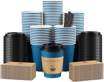 Clawsoff 100 Pack 10 oz Disposable Paper Coffee Cups