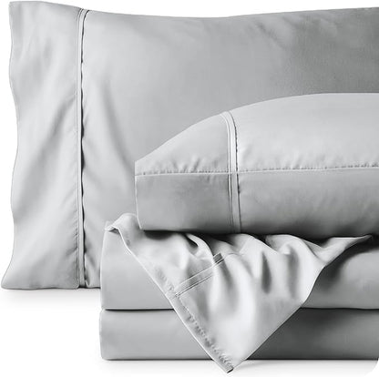 Bare Home California King Sheet Set - 1800 Ultra-Soft Microfiber Cal King Bed Sheets - Double Brushed - Deep Pockets - Easy Fit - 4 Piece Set - Bed Sheets (Cal King, French Grey)