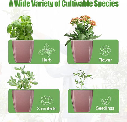 8 Pack Self Watering Pots 4-inch Decorative Flower Planters