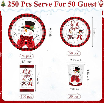 Funnymoom 250 Pcs Winter Snowman Party Decorations
