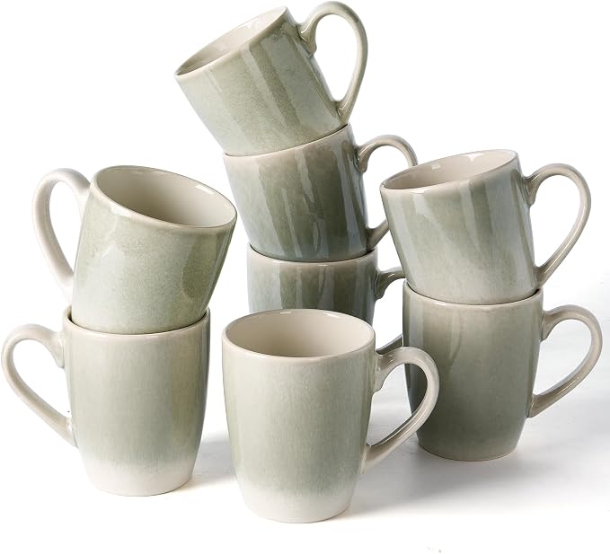famiware Coffee Mugs Set, 13 oz Mug Set of 8, Stoneware Cups