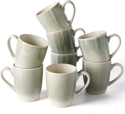 famiware Coffee Mugs Set, 13 oz Mug Set of 8, Stoneware Cups