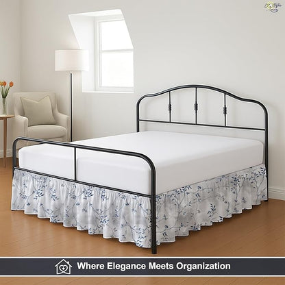Cottington Lane Ruffled Bed Skirt Full Size with Split Corner, Brushed Microfiber Hotel Quality Dust Ruffle, 15 Inch Drop Gathered Bedskirt, Soft, Stylish, Shrink & Fade Resistant, Neutral Nature