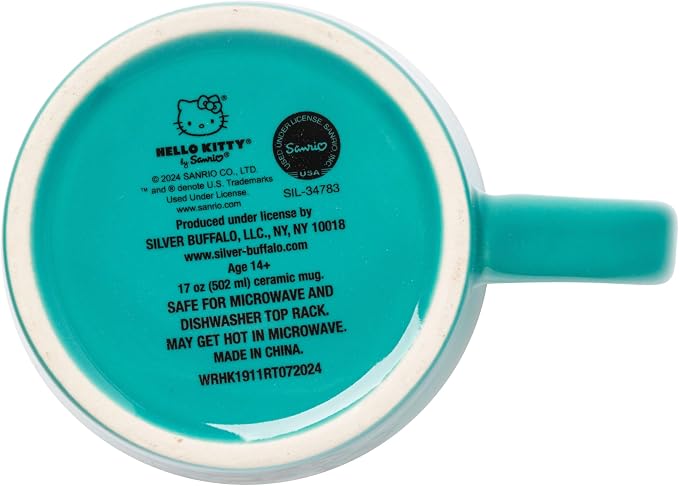 Silver Buffalo Sanrio Hello Kitty Leopard, Wide Latte Ceramic Mug, 17oz | 0.5