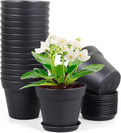4 inch Small Plastic Nursery Pots, 16 Pack Plant Pots