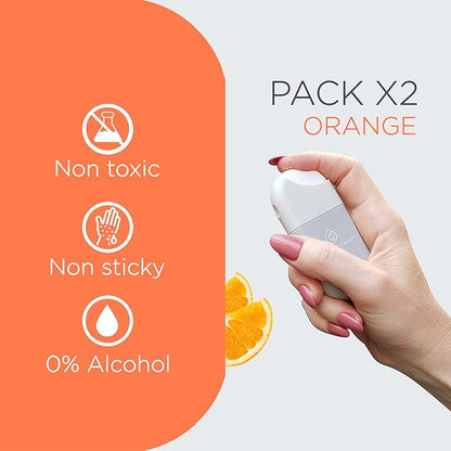 POCKET CARE | 2 Pack Orange Hand Sanitizer Spray 15 ml - natural Spray for Hands | Organic Moisturizing Spray | Hand Spray Travel Size - Travel Accessories | 100% natural (Orange)