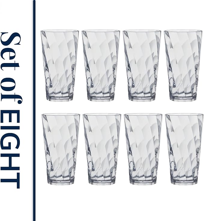 US Acrylic Optix Plastic Reusable Drinking Glasses 20oz Water Cups in Clear |