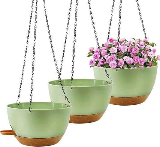 10 inch Hanging Planters for Indoor Plants, 3 Pack Self-Watering Hanging