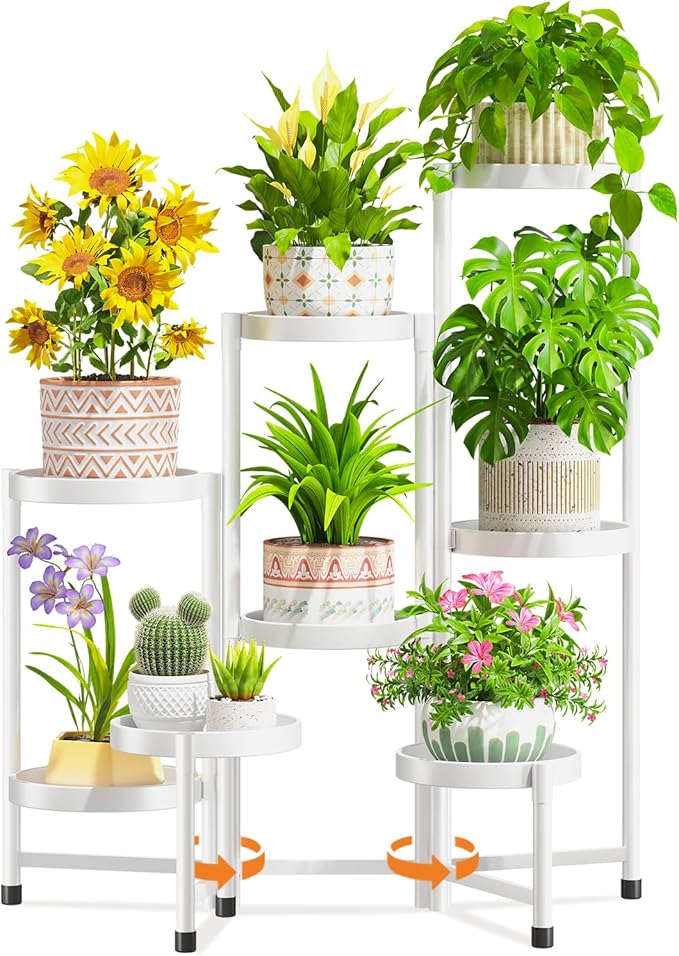 LASZOLA 8 Tiered Folding Tall Plant Stand Indoor