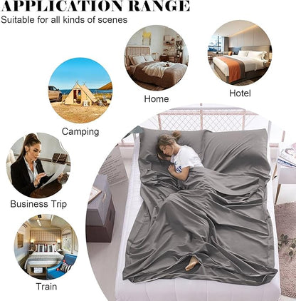 Sleeping Bag Liner,Travel Sheet & Adult Sleep Sack, Camping Sheets Travel Sleep Sack for Backpacking,Hotels & Hostels -Lightweight Single &Double Travel Sheet Camping Sheets