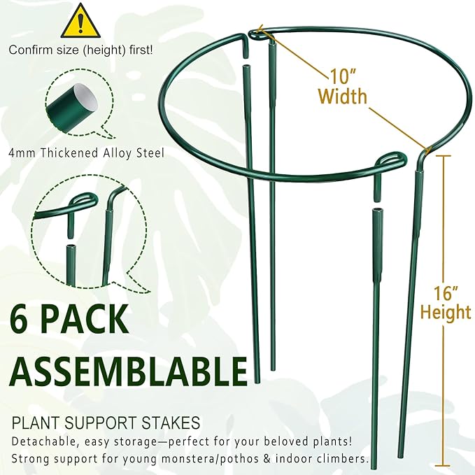 6 Pack Detachable & Assemblable Metal Plant Support Stakes