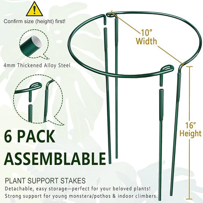 6 Pack Detachable & Assemblable Metal Plant Support Stakes