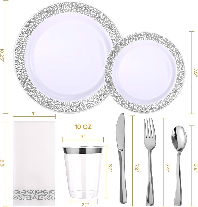 FOCUSLINE 350 Ct Silver Dinnerware Set