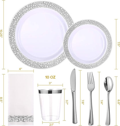 FOCUSLINE 350 Ct Silver Dinnerware Set