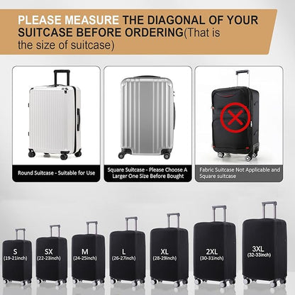 Travel Luggage Cover Suitcase Protector Scratch-Resistant Fit 19-31 Inch, Not Included Suitcase (Black, L(26-27inch))