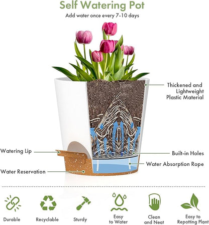 7/6.5/6/5.5/5/4 inch Self Watering Pots