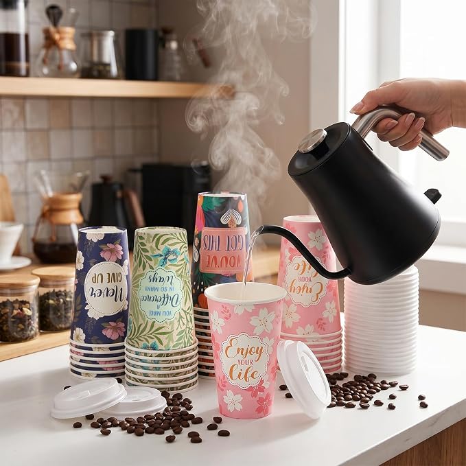 50 Pack 16 oz Disposable Coffee Cups
