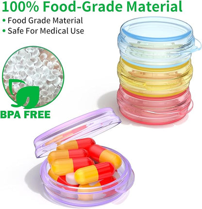 Small Pill Box, (4 Pack) Travel Pill Case Portable Daily Pill Organizer Mini Medicine Storage Container for Pocket Purse Cod Liver Oil Storage Box Earplug Case