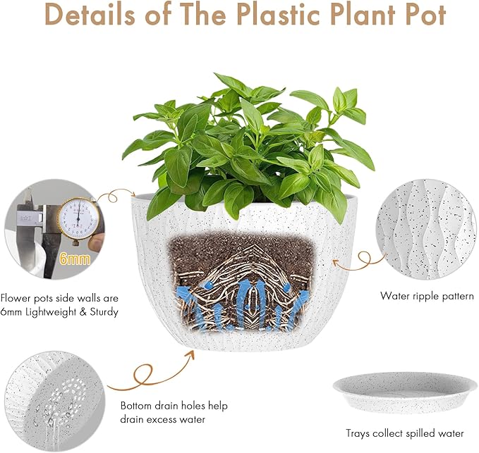 12 Inch Wide Water Ripples Flower Pots