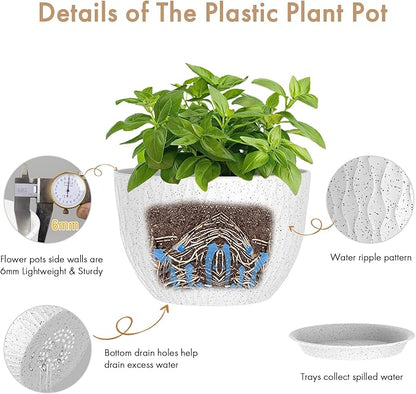 12 Inch Wide Water Ripples Flower Pots