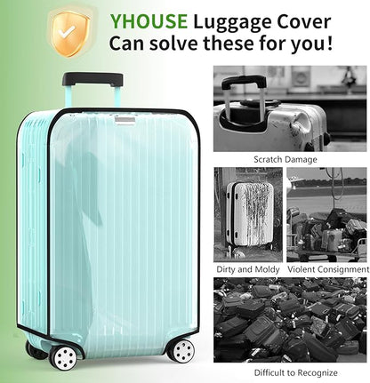 Suitcase Covers For Luggage, 28 Inch Clear PVC Luggage Covers Protector Full Thicken Transparent Waterproof Suitcase Sleeve With Large Velcro for 28" Wheeled Suitcases