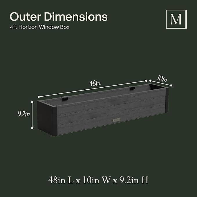 Mayne Horizon 4FT Window Box Planter – Modern Rectangular Faux Wood Grain Design