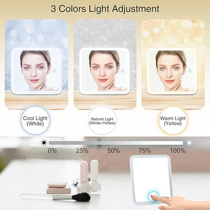 Relavel Travel Makeup Bag With Light Up Mirror, Cosmetic Train Case with LED Mirror, Professional Makeup Case for Makeup Artist, Waterproof Makeup Brush Holder Organizer Storage, Rhombus Black