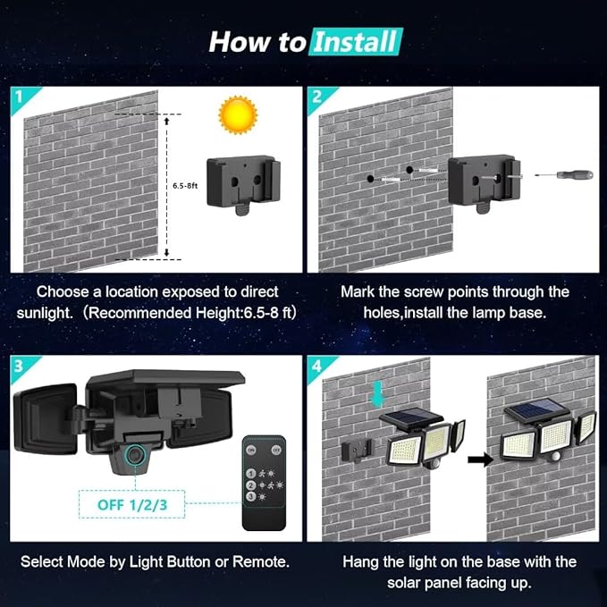 Tuffenough Solar Outdoor Lights 2500LM 210 LED Security Lights