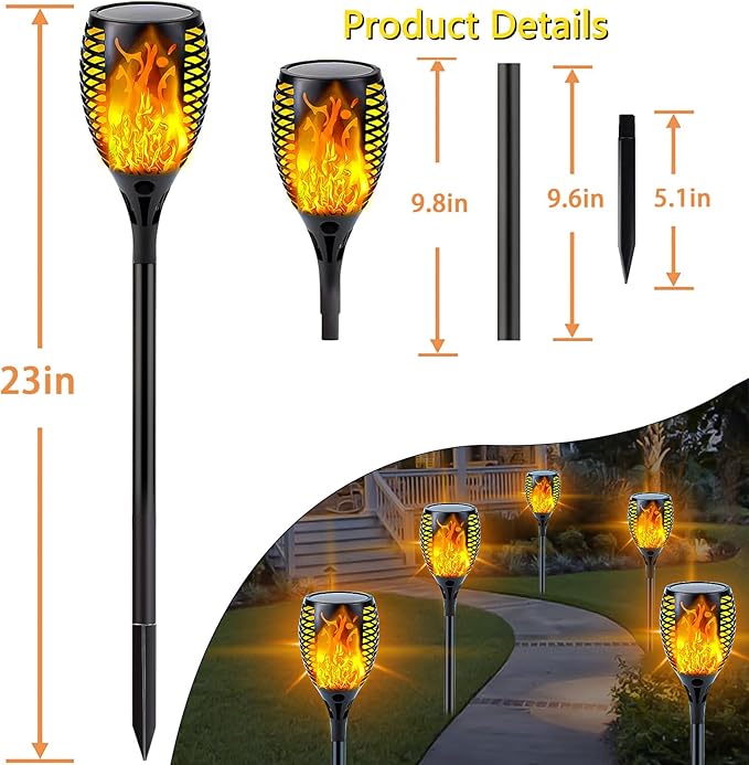 Upgraded 8 Pack Super Larger Size Solar Torch Lights