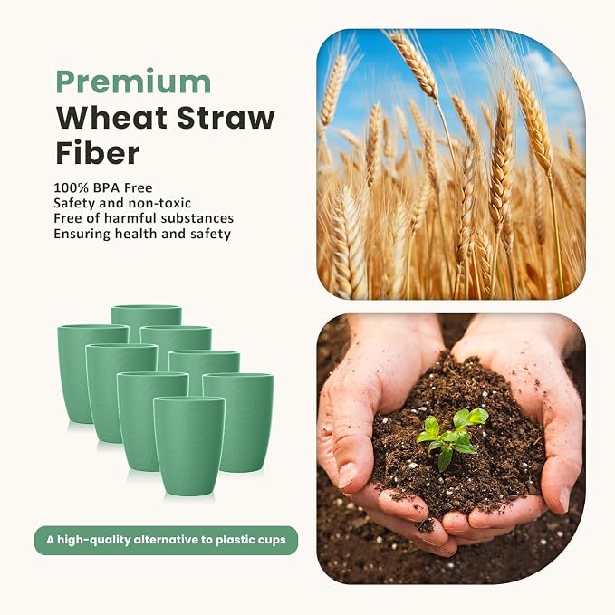 Homienly Plastic Cups Reusable 8 PCS Wheat Straw Cups a Good Alternative