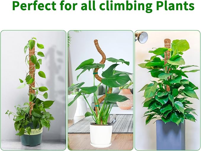 2 Pack 28 Inch Moss Pole Monstera Plant Support, Coir Moss Poles