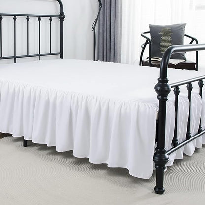Bed Skirt King Size Ruffled Bed Skirts with Split Corners,12 Inch Drop Dust Ruffle Bed Skirt with Platform, White