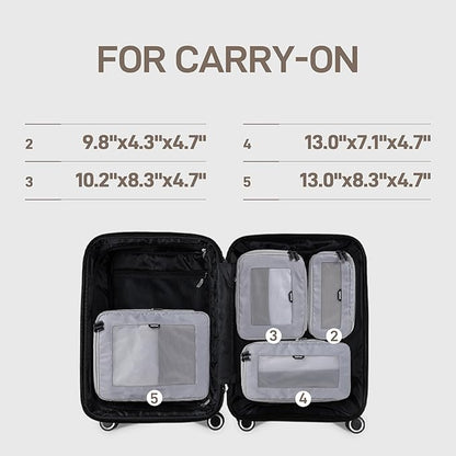 EPICKA TripCozy Compression Packing Cubes - 4 Set Durable Travel Organizer Bags with Mesh Top, Expandable Travel Accessories for Carry on, Luggage, Suitcase, Backpack (Light Grey)
