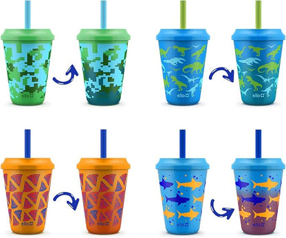 Ello 12oz Kids Plastic Reusable Color Changing Cups