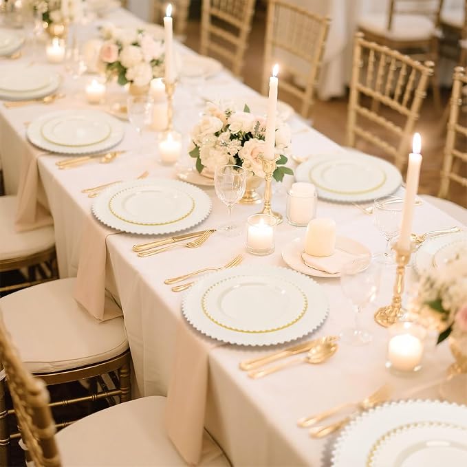 U-QE 60PCS Ivory Plastic Plates