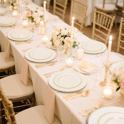 U-QE 60PCS Ivory Plastic Plates