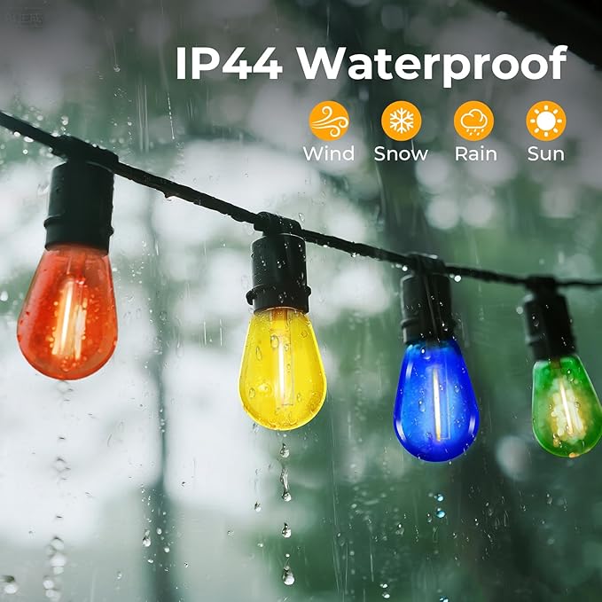 24 Pack S14 Colored LED String Light Bulbs, 1W Plastic Shatterproof Replacement