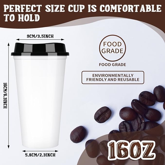 15 Pack Reusable Plastic Coffee Cups
