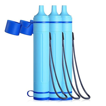 Greeshow Portable Water Filter Straw, Personal Water Filtration System, Replaceable Filter Cartridge, Outdoor Water Purifier Emergency Survival Gear for Hiking Camping Backpacking, GS-28H1, 3 Pack