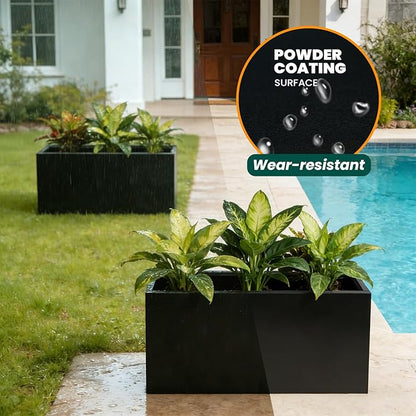 Metal Rectangular Planter Black Galvanized Steel Rectangle Planter Box 36" L x