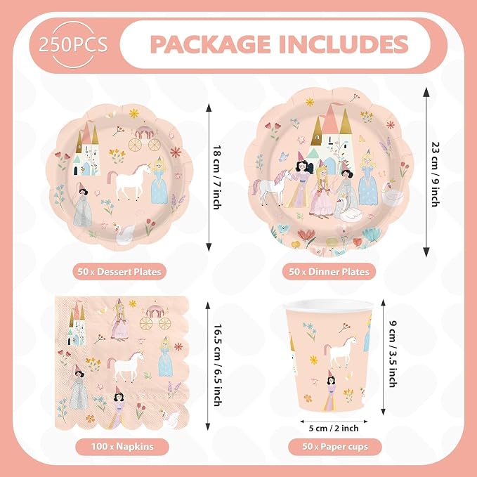 250Pcs Princess Birthday Party Decorations