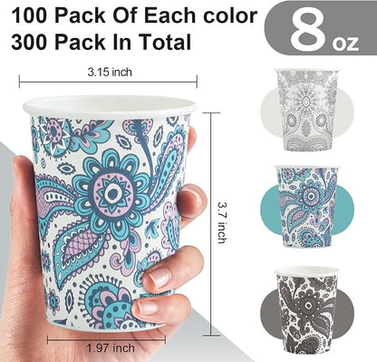 Clawsoff 300 Pack Paper Cups 8 oz, Disposable Coffee Cups 8 OZ | Sturdy