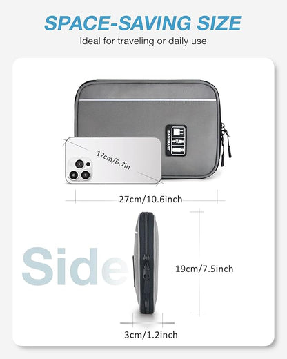 BAGSMART Electronics Travel Organizer Case, Compact Cable Organizer Bag for Phone Accessories, Power Bank, SD Card Storage, Grey