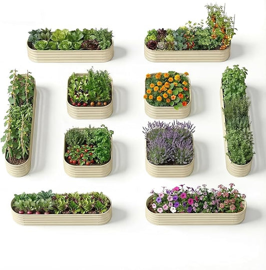 10-Pack 18” Tall Galvanized Raised Garden Beds – Compact Backyard Garden Layout