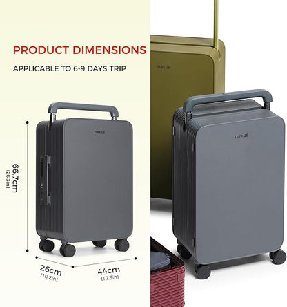 TUPLUS 20” Carry-On Hardside Luggage Lightweight ABS Travel Suitcase with Wide Handle Spinner Wheels TSA Combination Lock, Balance Series 2.0,Stone Grey