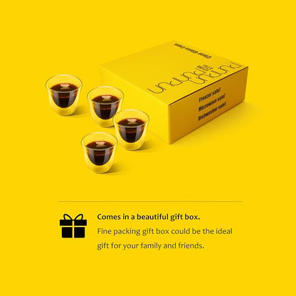 PunPun Espresso Cups, 2.0OZ. 60ml, Double Wall Clear Thermo Glass
