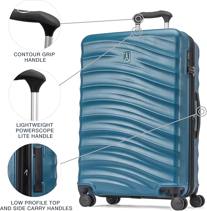 Travelpro Maxlite Air V2 Hardside Expandable Checked Luggage, 8 Spinner Wheels, Lightweight Hard Shell Suitcase, TSA lock, Teal, Checked Medium 25-Inch